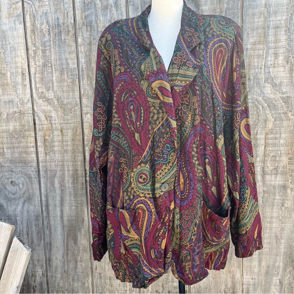 Vintage paisley one button duster - Picture 2 of 7